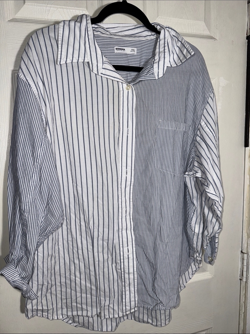 Women’s Striped Button-Down Shirt - Blue & White